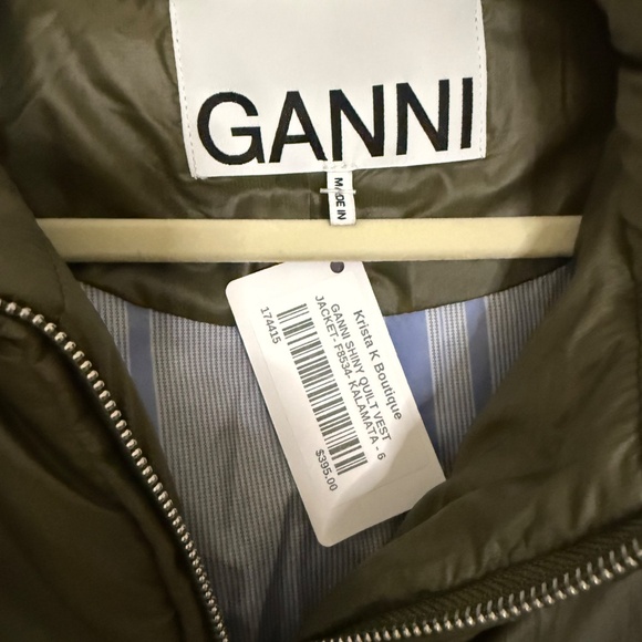 NWT GANNI Siny Quilted Vest Jacket in KALAMATA -Sz 6 - Picture 9 of 12